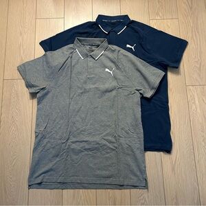 Puma Men's Polo Shirt Bundle Lot: Grey & Blue Pique Cotton Blend Golf